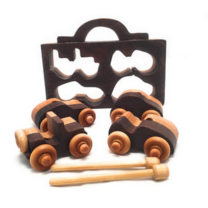 Wooden Cars with Carrying Case - littlelightcollective