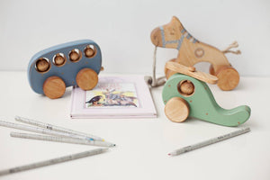 Blue Bus Wooden Toy - littlelightcollective