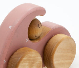 Pink Wooden Beetle Car Toy - littlelightcollective