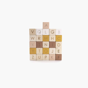 English Alphabet Block Set of Cubes for Children Wooden Toy - littlelightcollective
