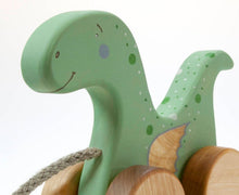 Load image into Gallery viewer, Wooden Pull Toy Dinosaur - littlelightcollective