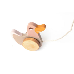 Wooden Pull Toy Pink Duck - littlelightcollective