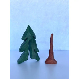 Hand Carved Fir Tree Small World - littlelightcollective