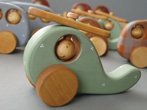Wooden Mint Green Helicopter Toy - littlelightcollective
