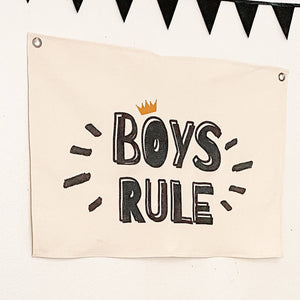 Boys Rule Large Canvas Banner - littlelightcollective