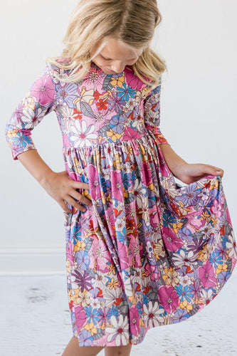 Boho Floral Dress - Mauve - littlelightcollective