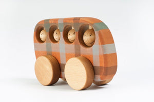 Wooden Plaid Bus Toy - littlelightcollective