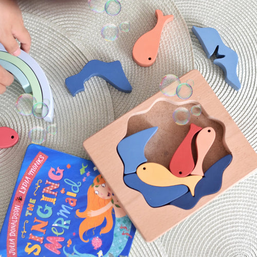 Five Fish Wooden Puzzle - littlelightcollective