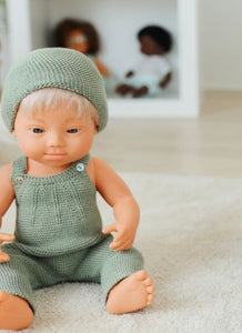 Knitted Doll Outfit 15” – Overall & Beanie Hat - littlelightcollective